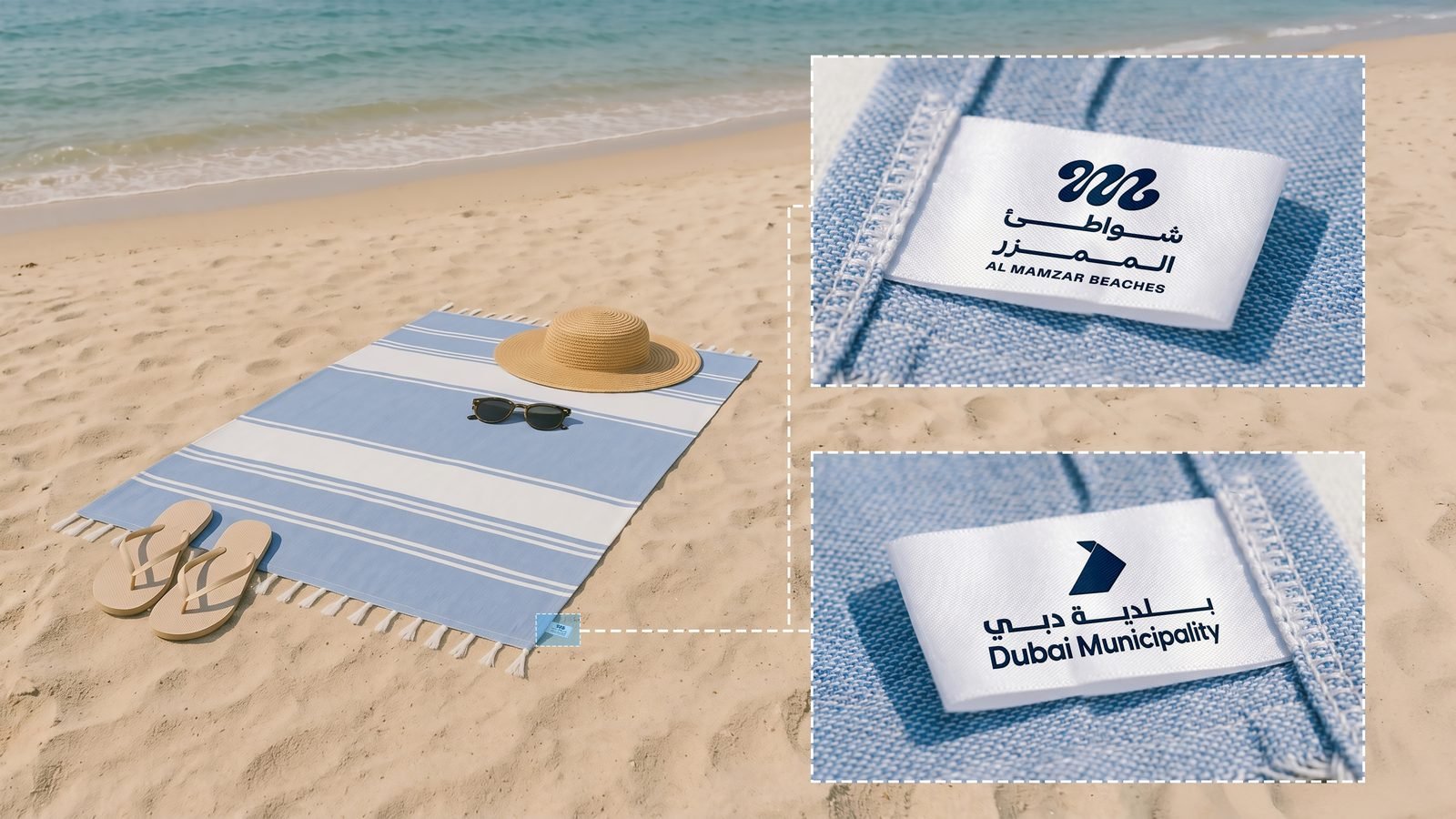 Dubai Municipality: Beach mat with woven labels