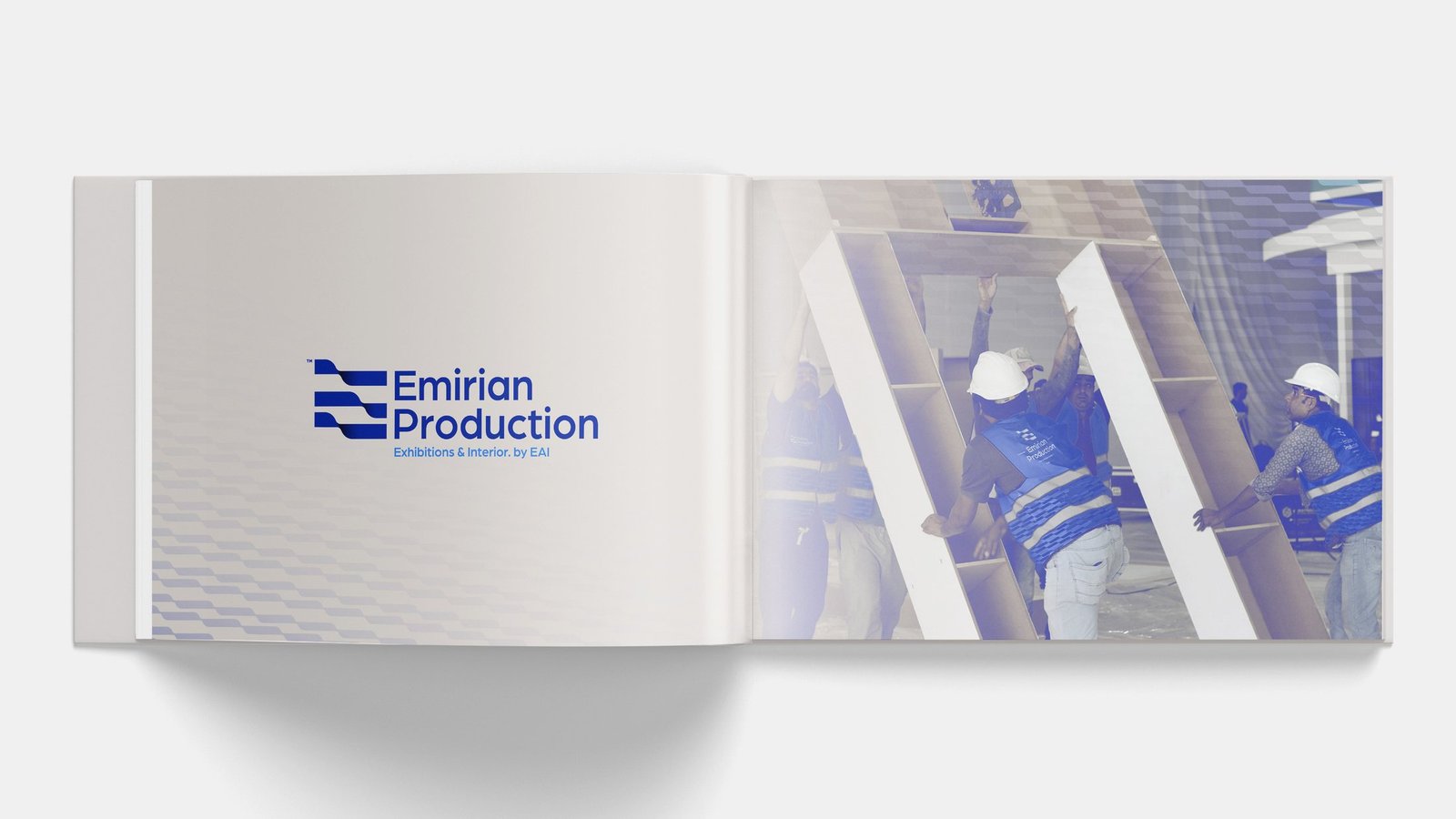 Emirian Production: Bilingual company profile for Emirian Production: a landscape A5 book in English and Arabic covering the story, values, services and recent projects.