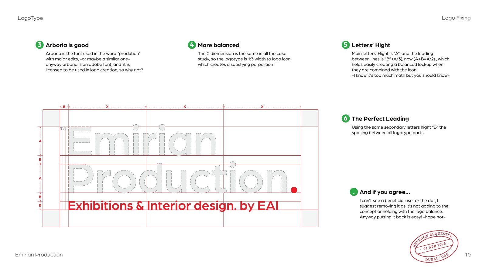 Emirian Production: The new wordmark on its grid