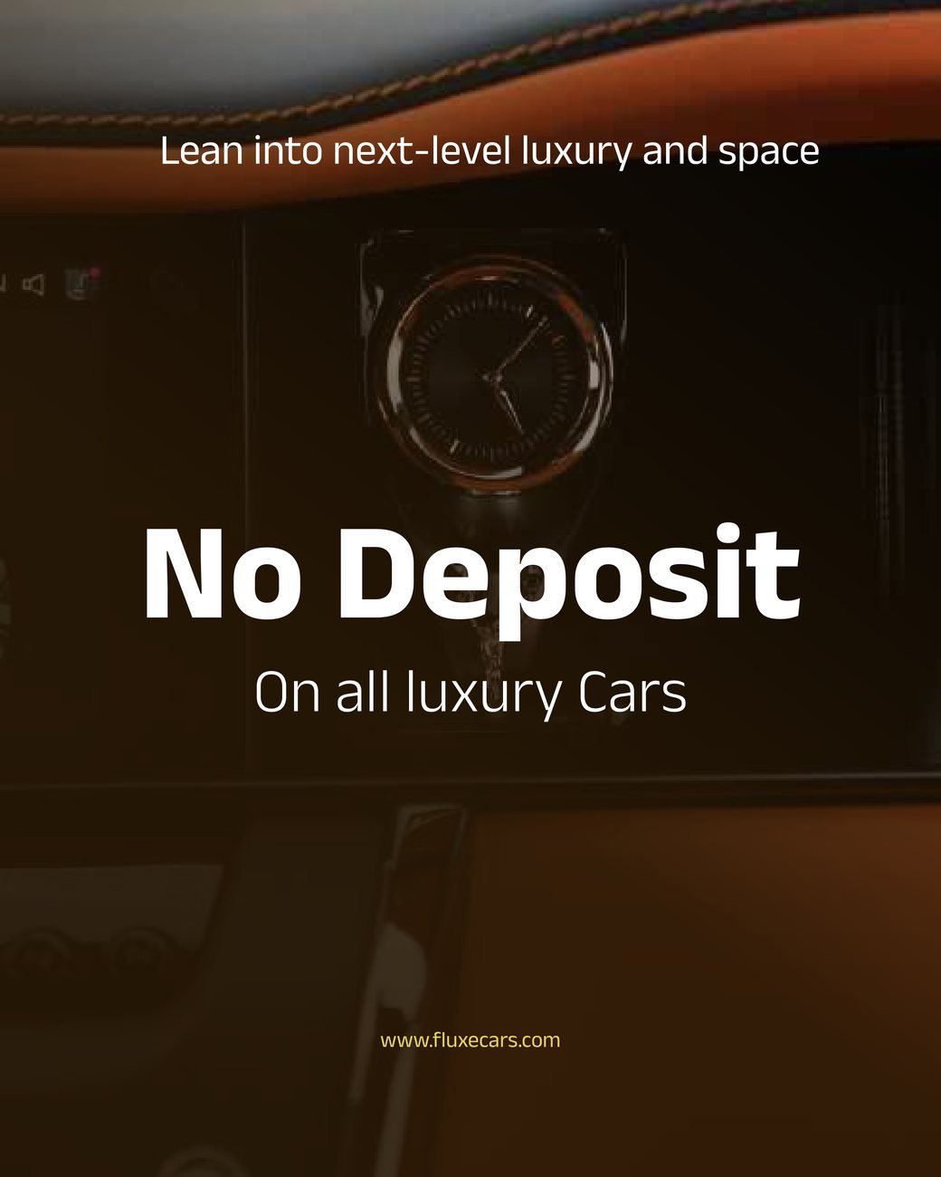 Fluxe Rent a Car: Social posts in two directions and a short reel for Fluxe Rent a Car, a luxury car rental company in Dubai.