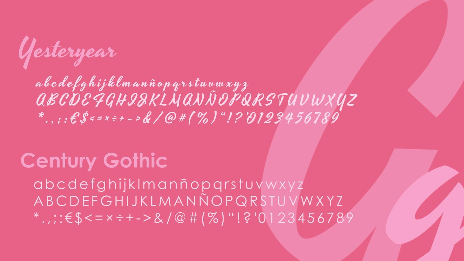 Gala Women Fashion: Typography: Yesteryear and Century Gothic