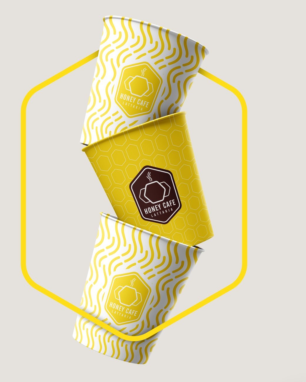 Honey Cafe: Logo, visual identity, café applications, kids’ zone branding and social media for Honey Cafe in Lattakia, Syria.