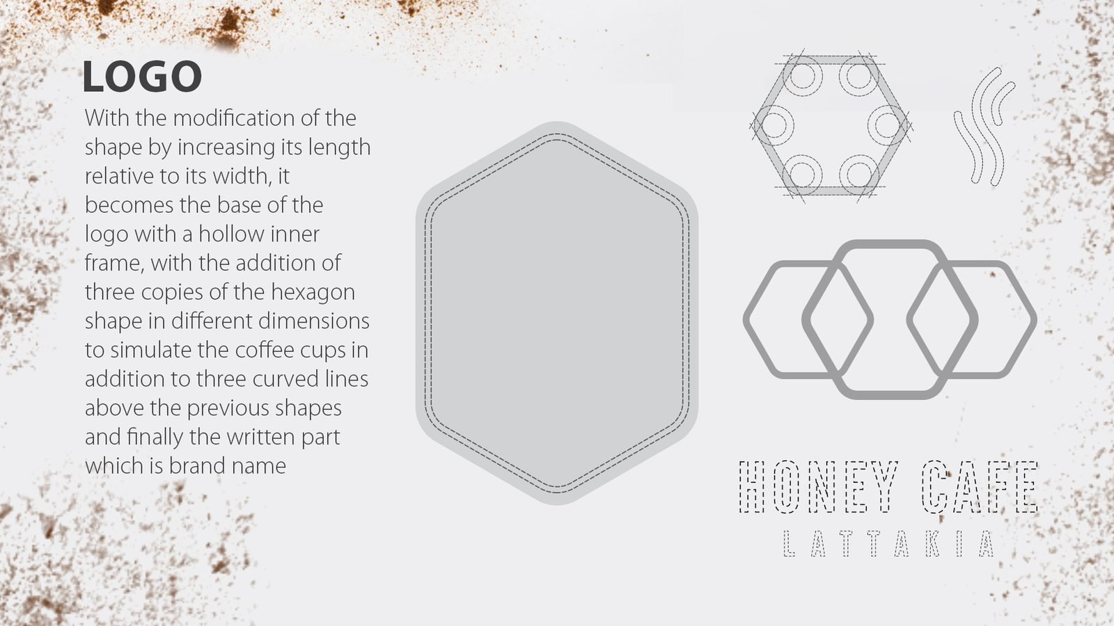Honey Cafe: Logo construction from the hexagon