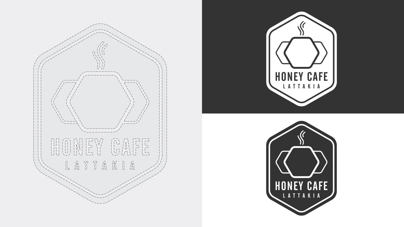 Honey Cafe: Logo on light and dark grounds