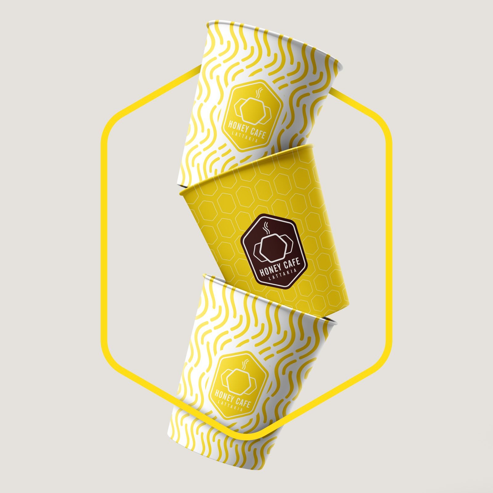 Honey Cafe: Takeaway cups with the wave pattern