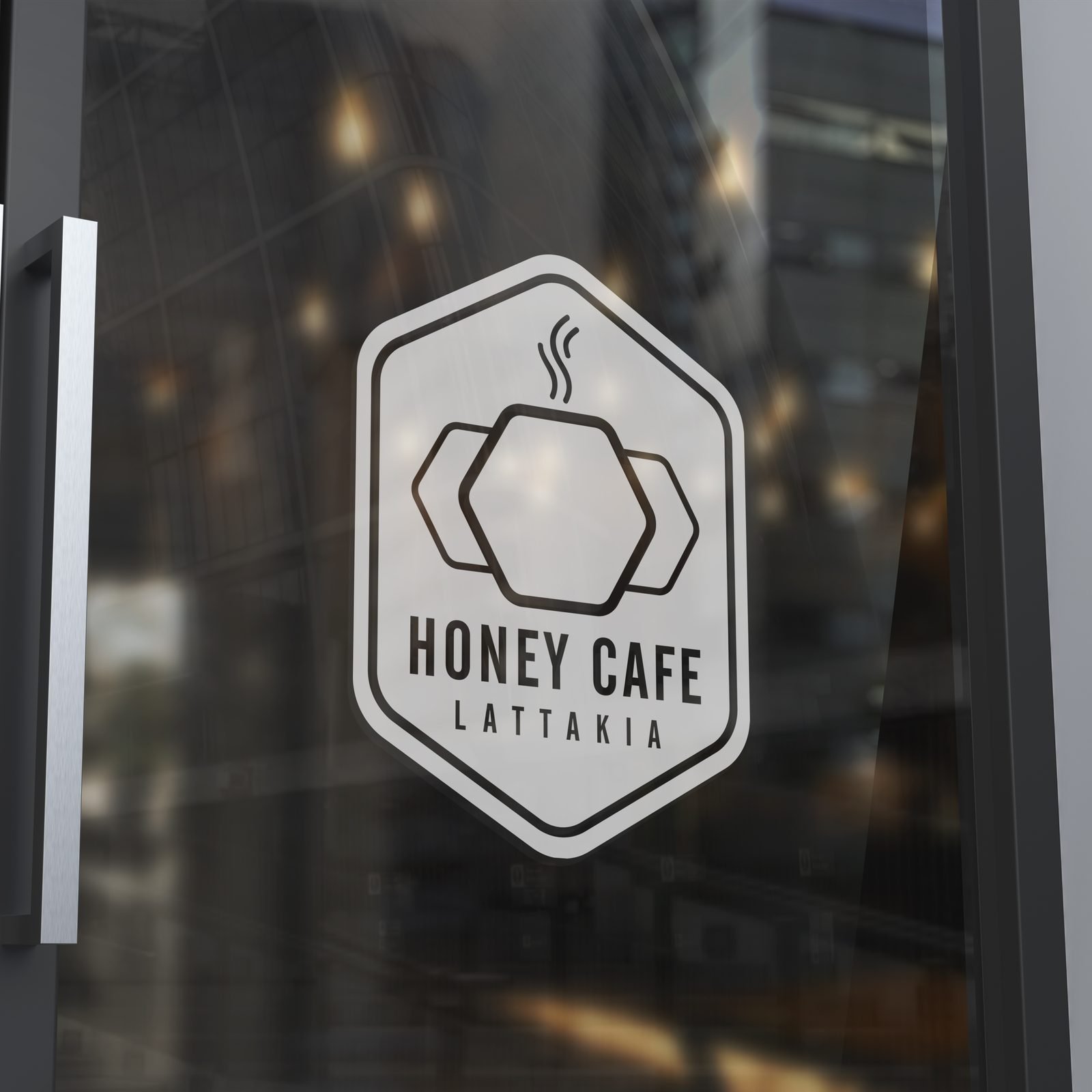 Honey Cafe: Logo on the glass door