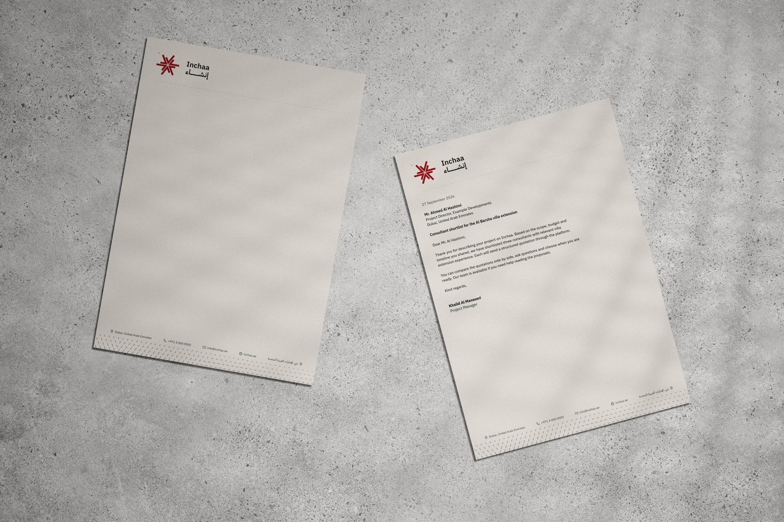 Inchaa: Letterhead
