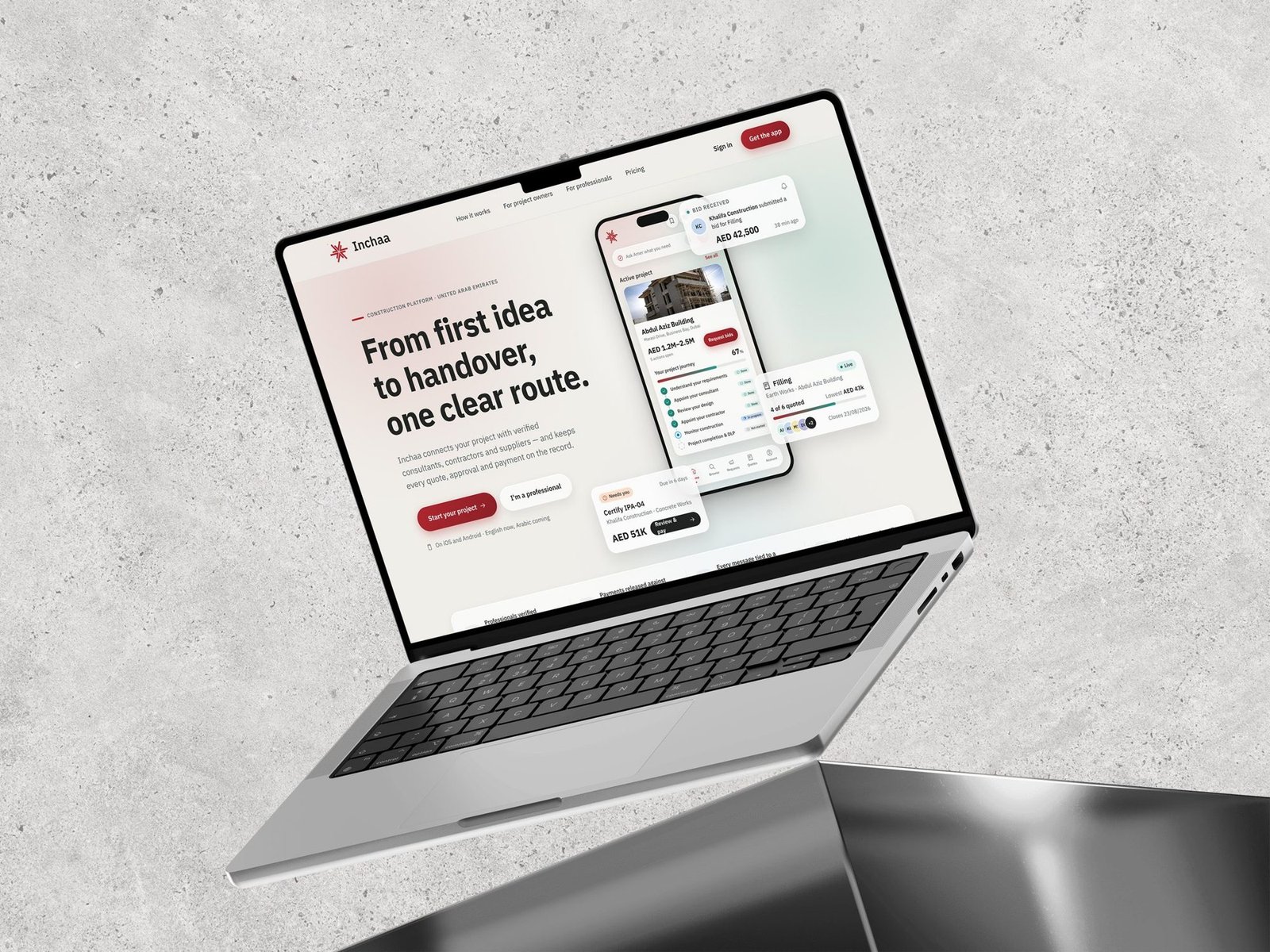 Inchaa: Inchaa website on a laptop