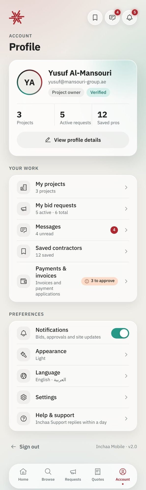 Inchaa: Account
