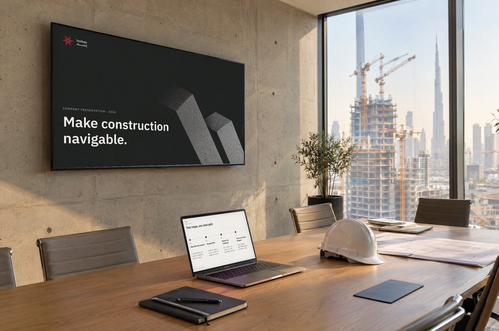 Inchaa: Presentation deck on a meeting room screen