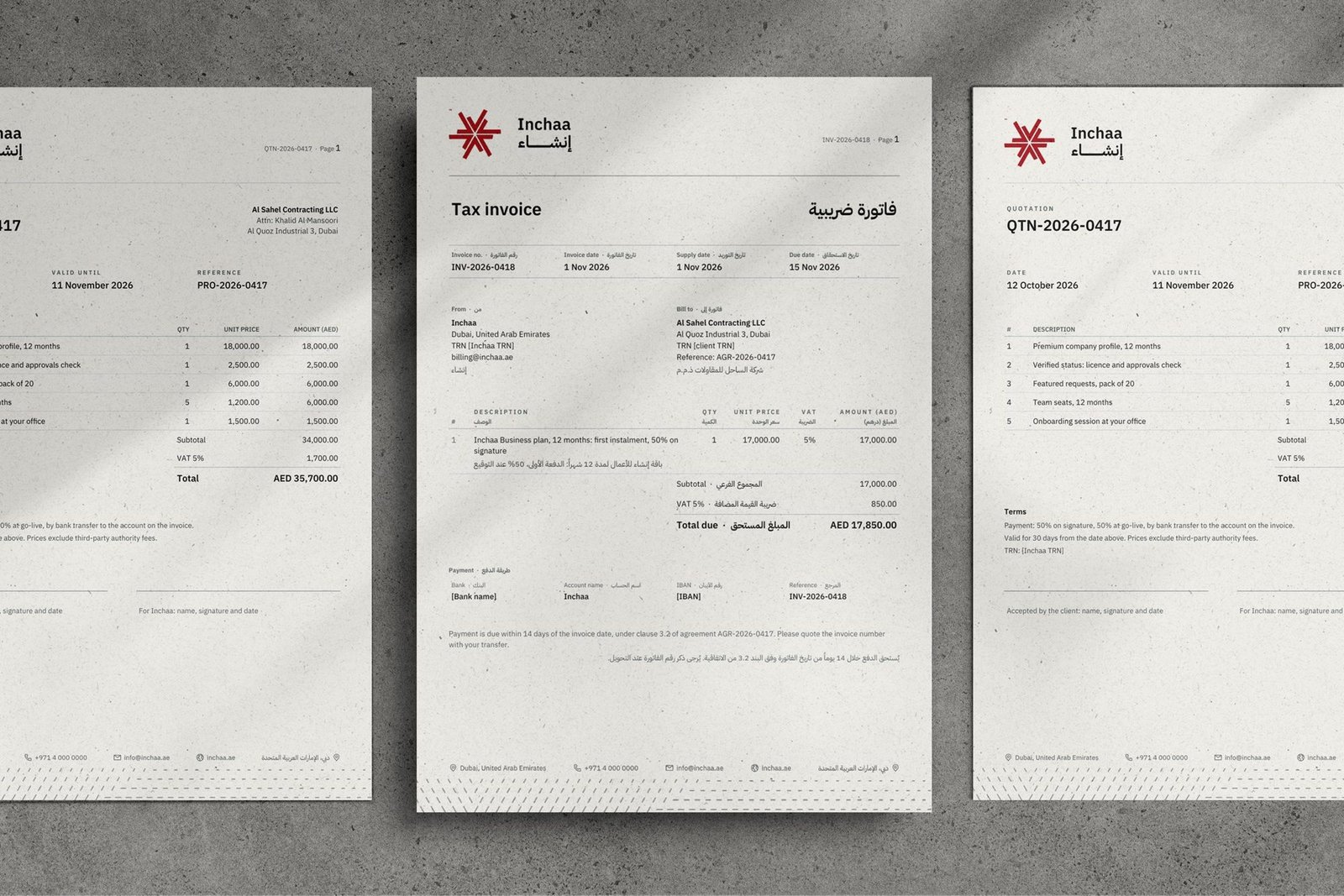 Inchaa: Invoice