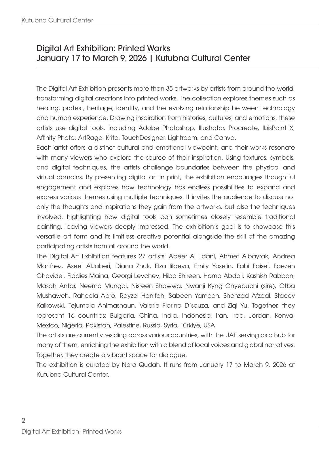 Kutubna Cultural Center: Introduction, English