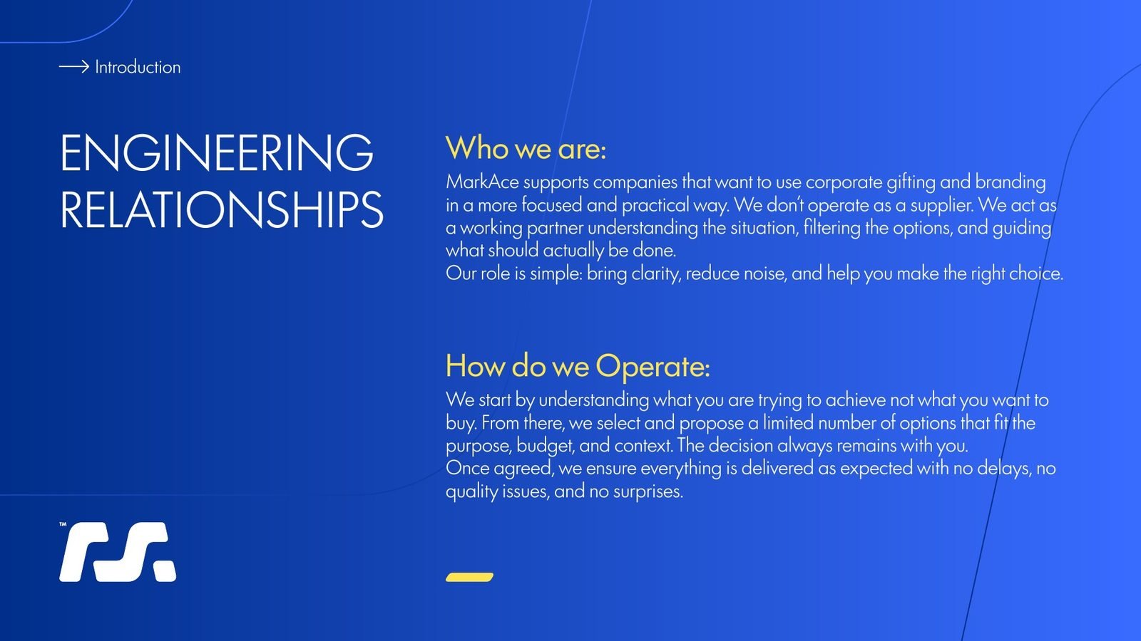 MarkAce Giftings: Introduction: engineering relationships