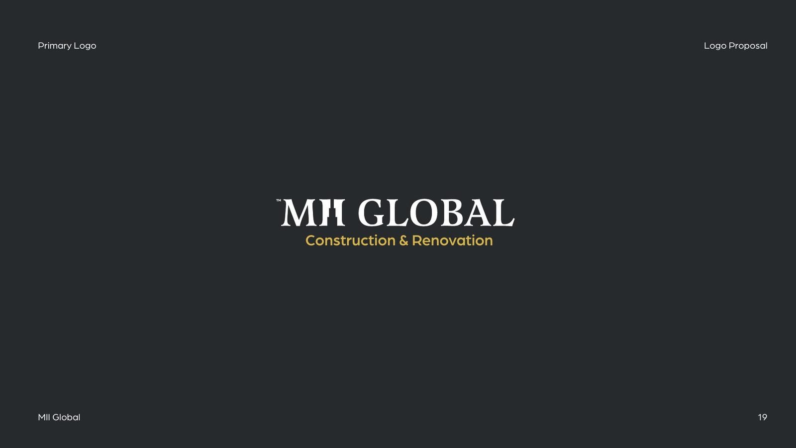 MII Global: Primary wordmark on charcoal