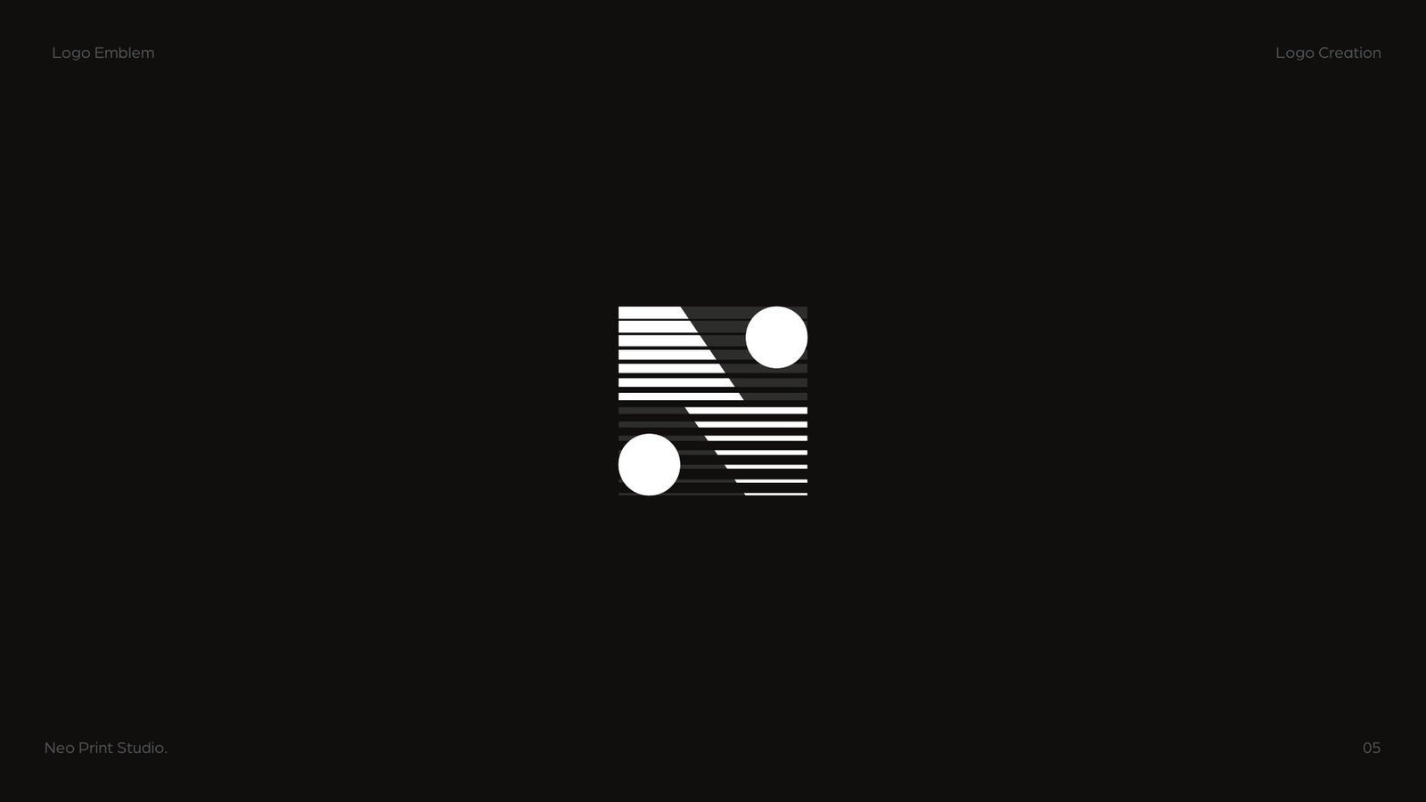 Neo Print Studio: The emblem in white on black