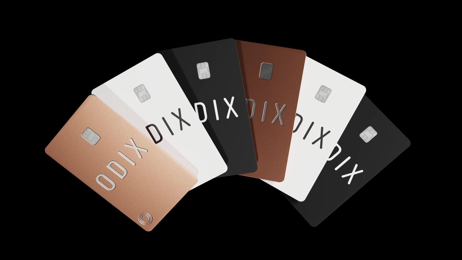 Odix Pay: 3D card renders, reveal films and website motion for Odix Pay, showing the rose gold, black and white cards as physical objects.