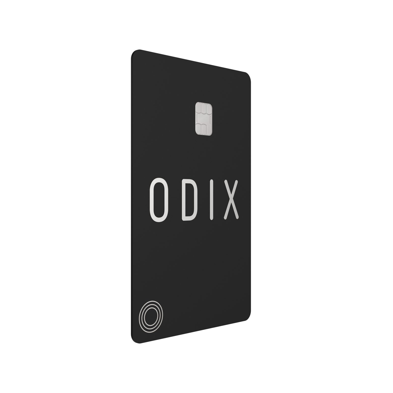 Odix Pay: Black card, front at 45 degrees