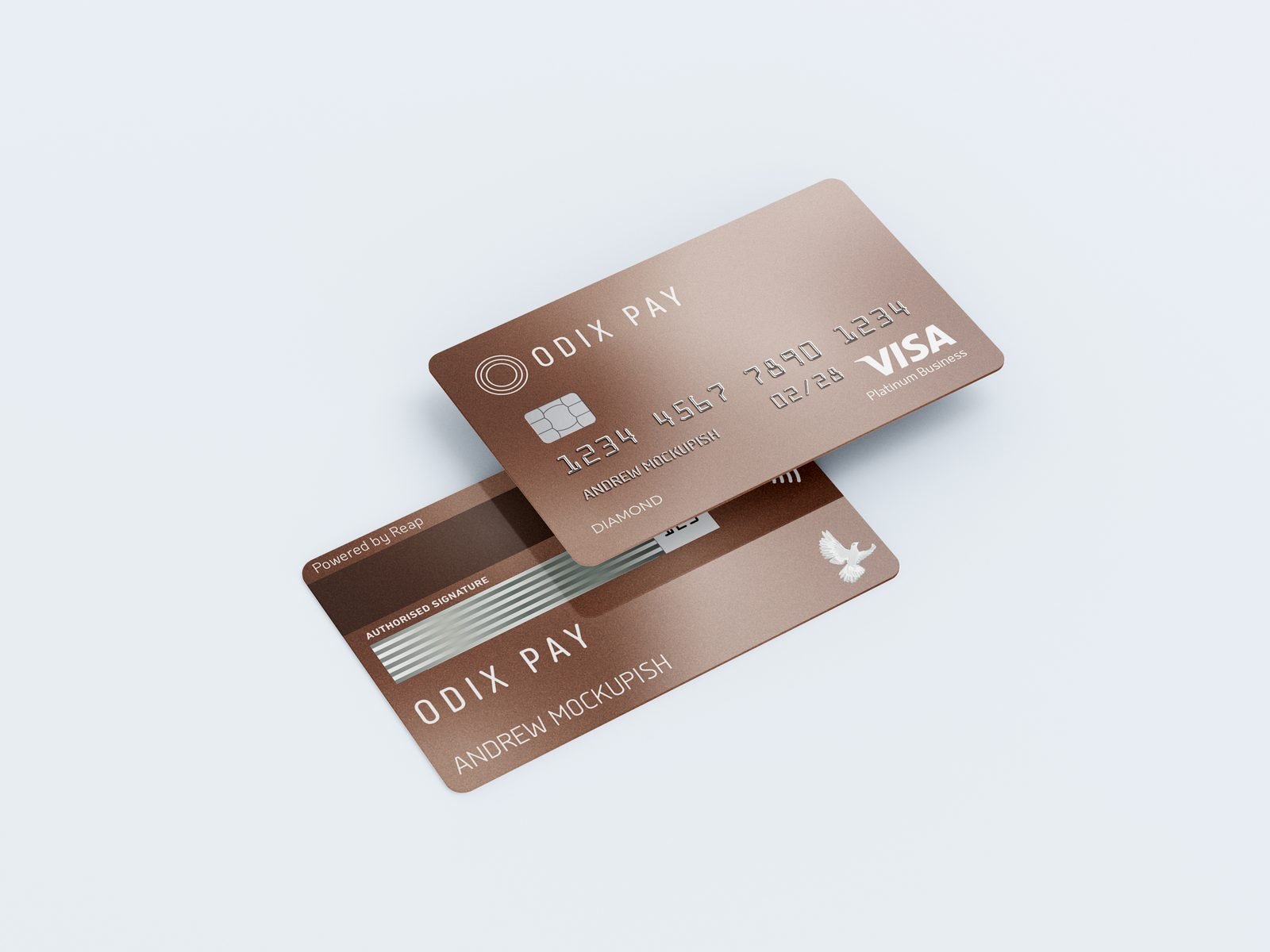 Odix Pay: Diamond card in rose gold, front and back