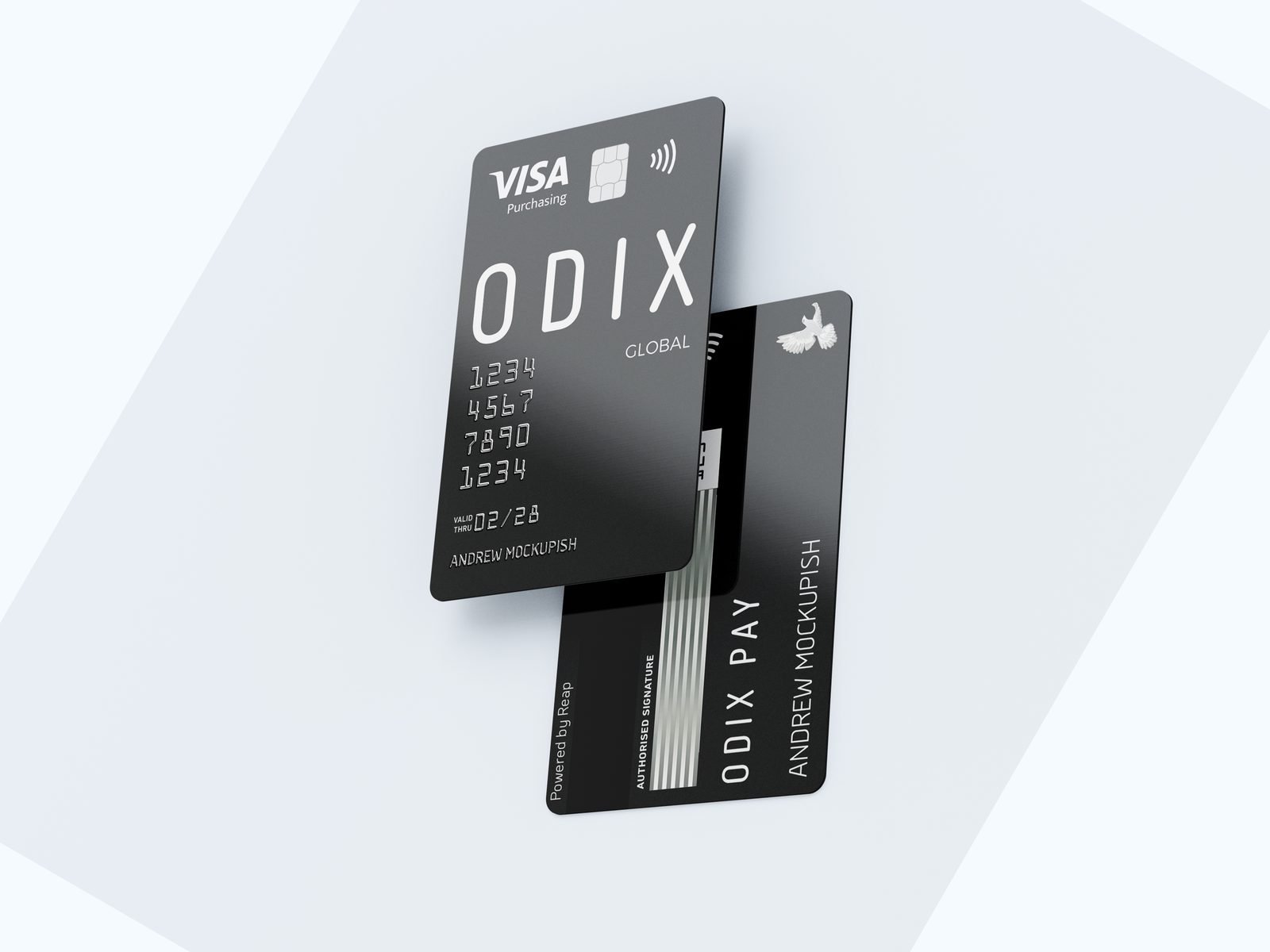 Odix Pay: Global card in black, front and back