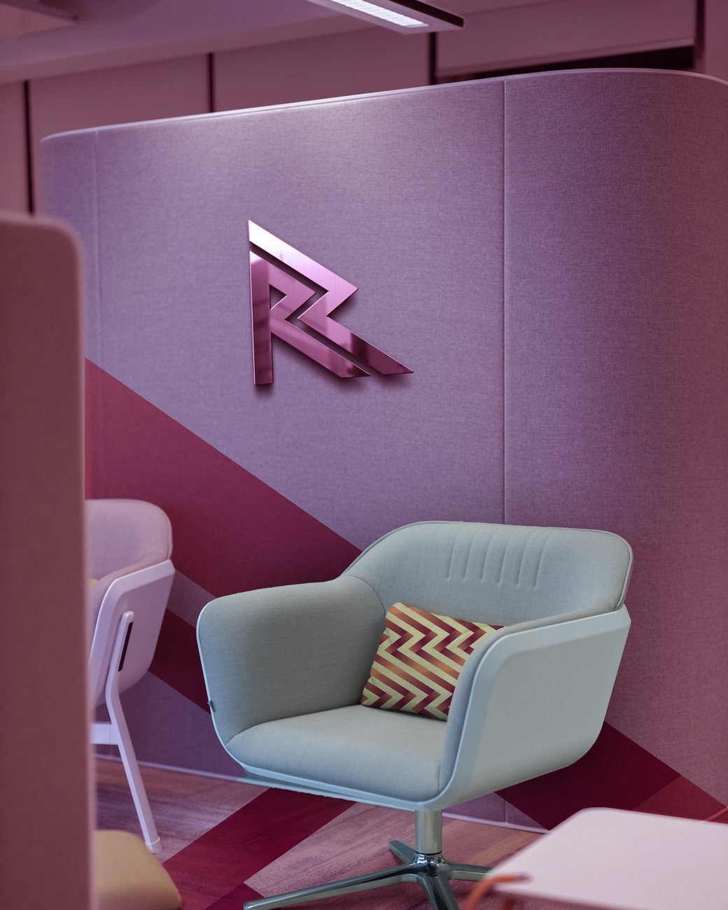 Reem Zaiti: Personal brand identity for interior designer Arch. Reem Zaiti: monogram, colour, patterns and presentation for Behance and Instagram.