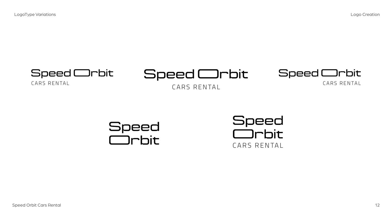Speed Orbit: Logotype variations, single line and stacked