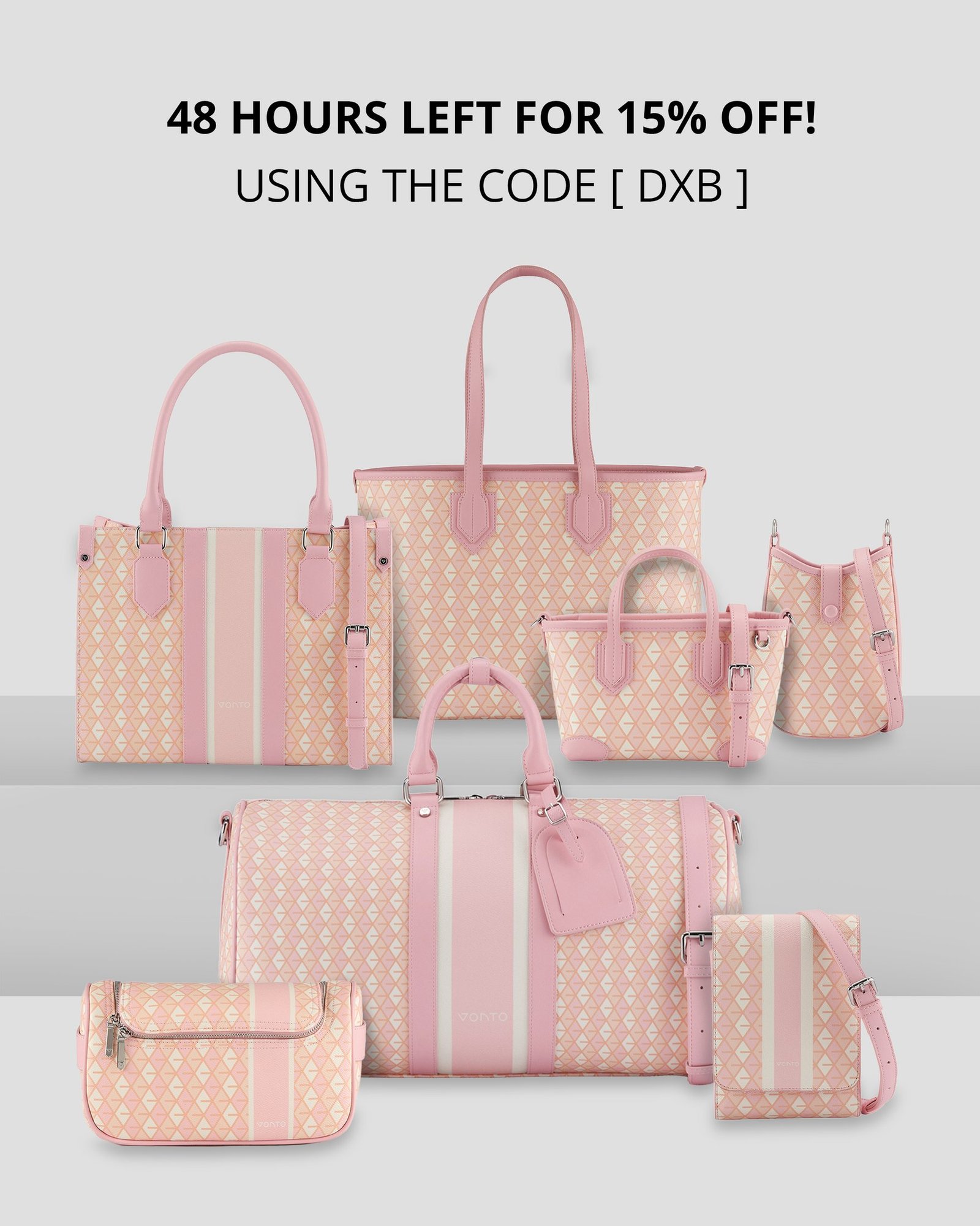 Vonto: Last-chance countdown post: '48 hours left for 15% off' with the pink women's collection