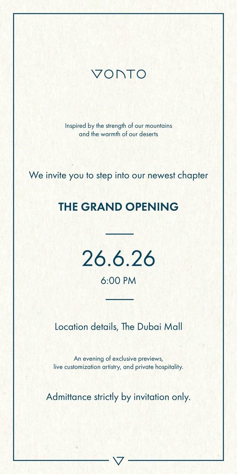 Vonto: The invitation card: the grand opening