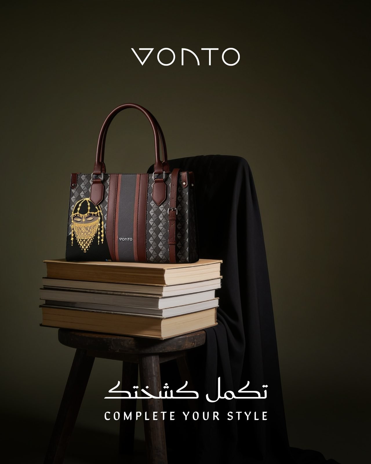 Vonto: “Complete your style”: the bag on a stack of books